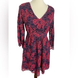 Flying Tomato Pink and Navy Lace Mini Dress Sz L